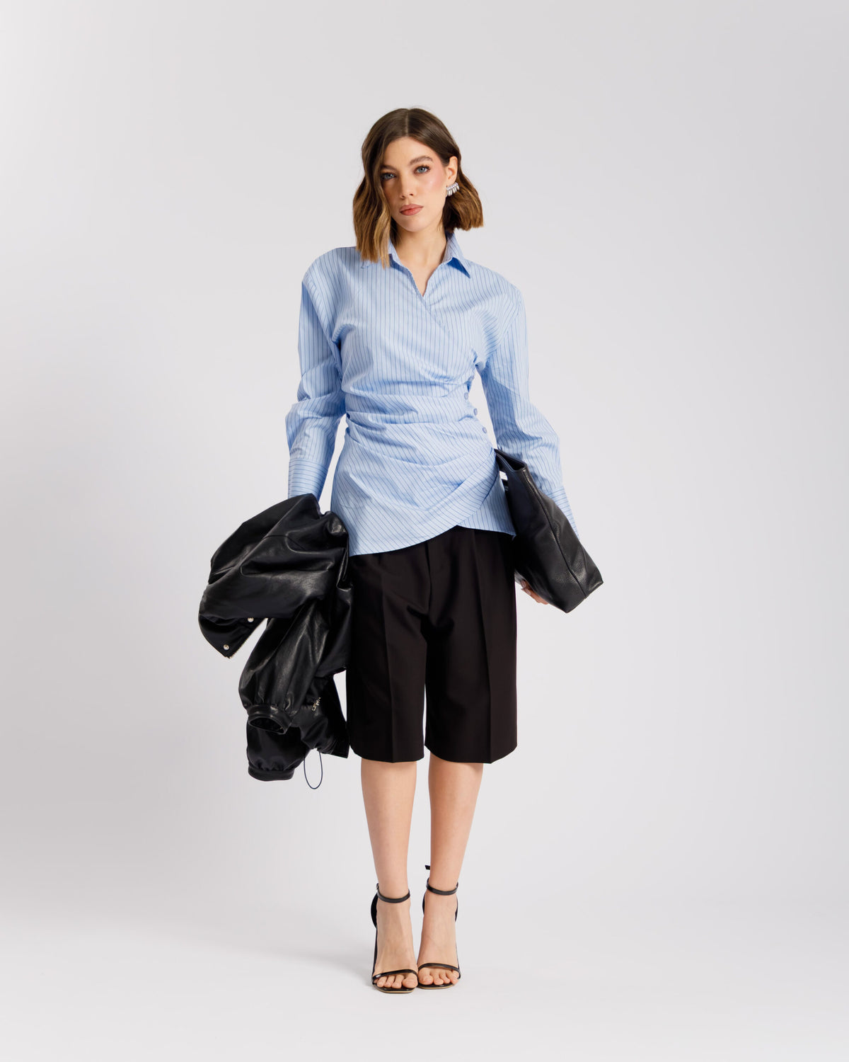 Camicia in cotone con incrocio a righe  - PF556 slc