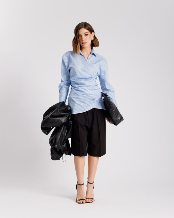Camicia in cotone con incrocio a righe  - PF556 slc