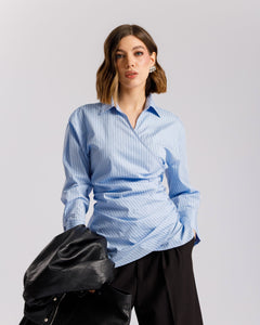 Camicia in cotone con incrocio a righe  - PF556 slc