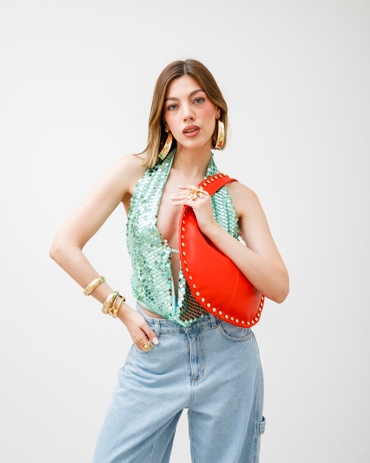 Borsa in pelle SELENA arancio - LOVING BAGS