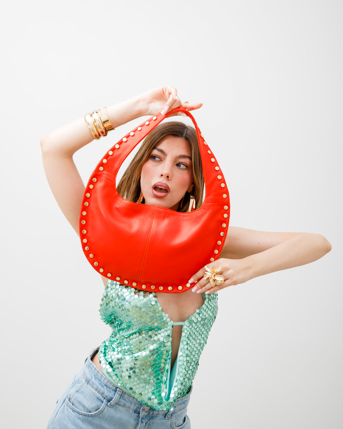 Borsa in pelle SELENA arancio - LOVING BAGS
