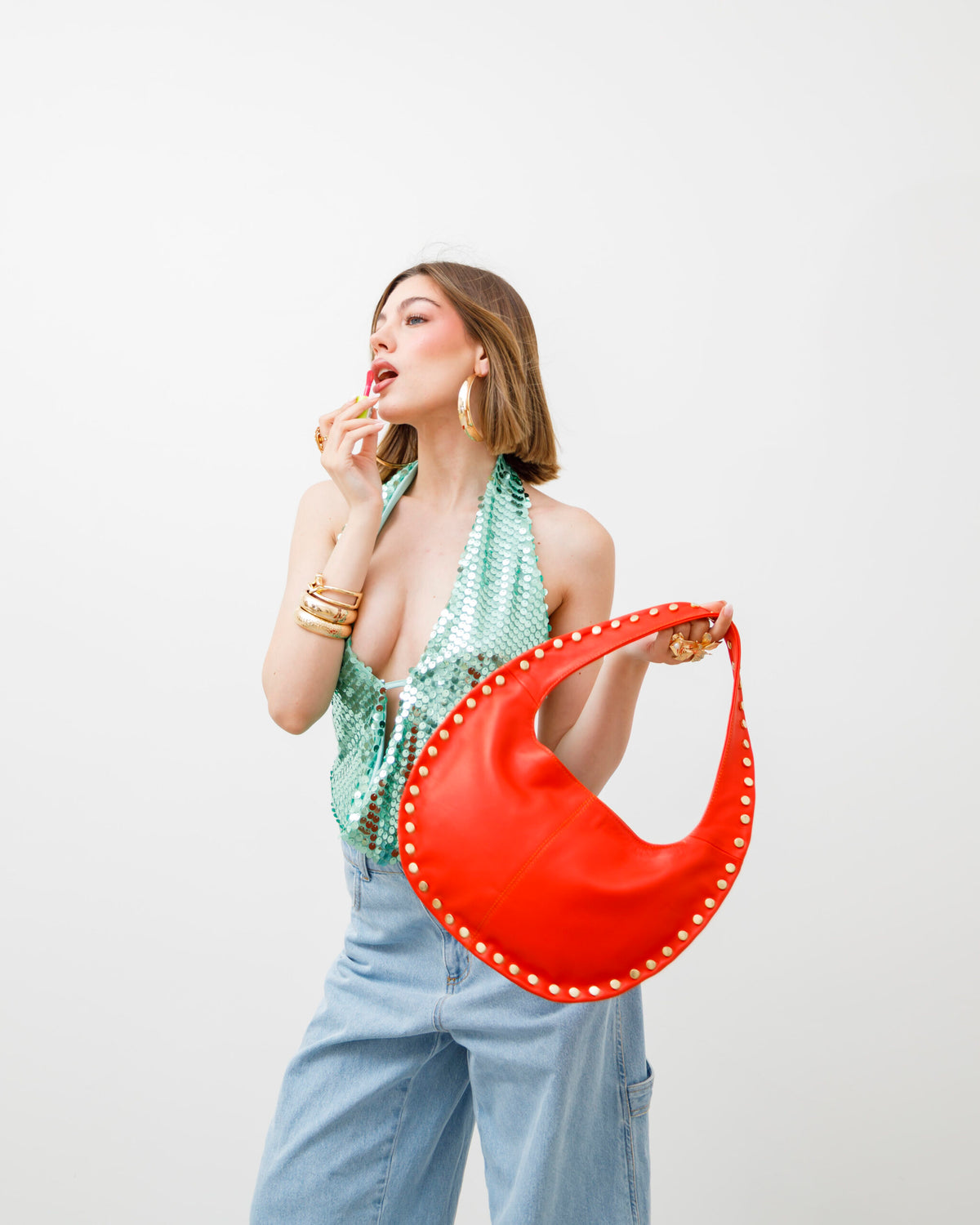 Borsa in pelle SELENA arancio - LOVING BAGS