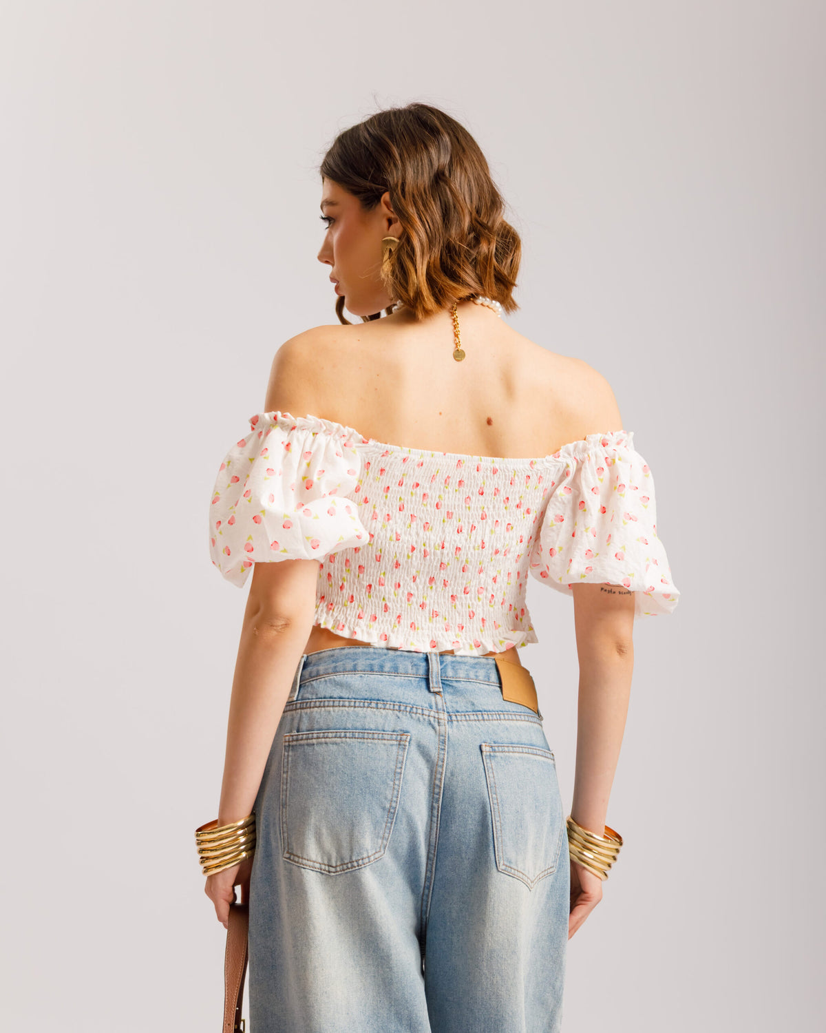 Top in cotone microfiori - H15651