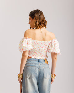 Top in cotone microfiori - H15651