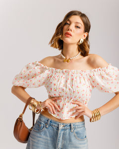 Top in cotone microfiori - H15651
