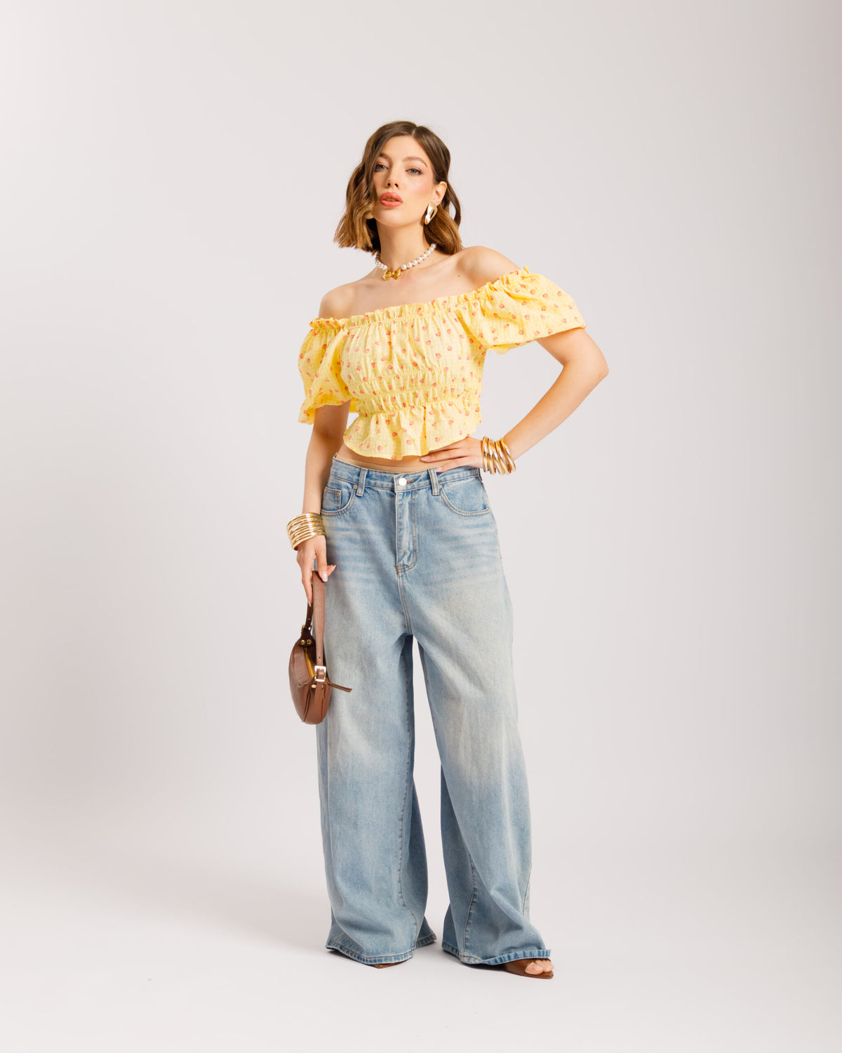 Top in cotone microfiori - H15651