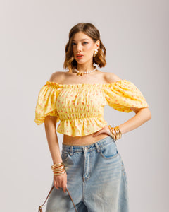 Top in cotone microfiori - H15651