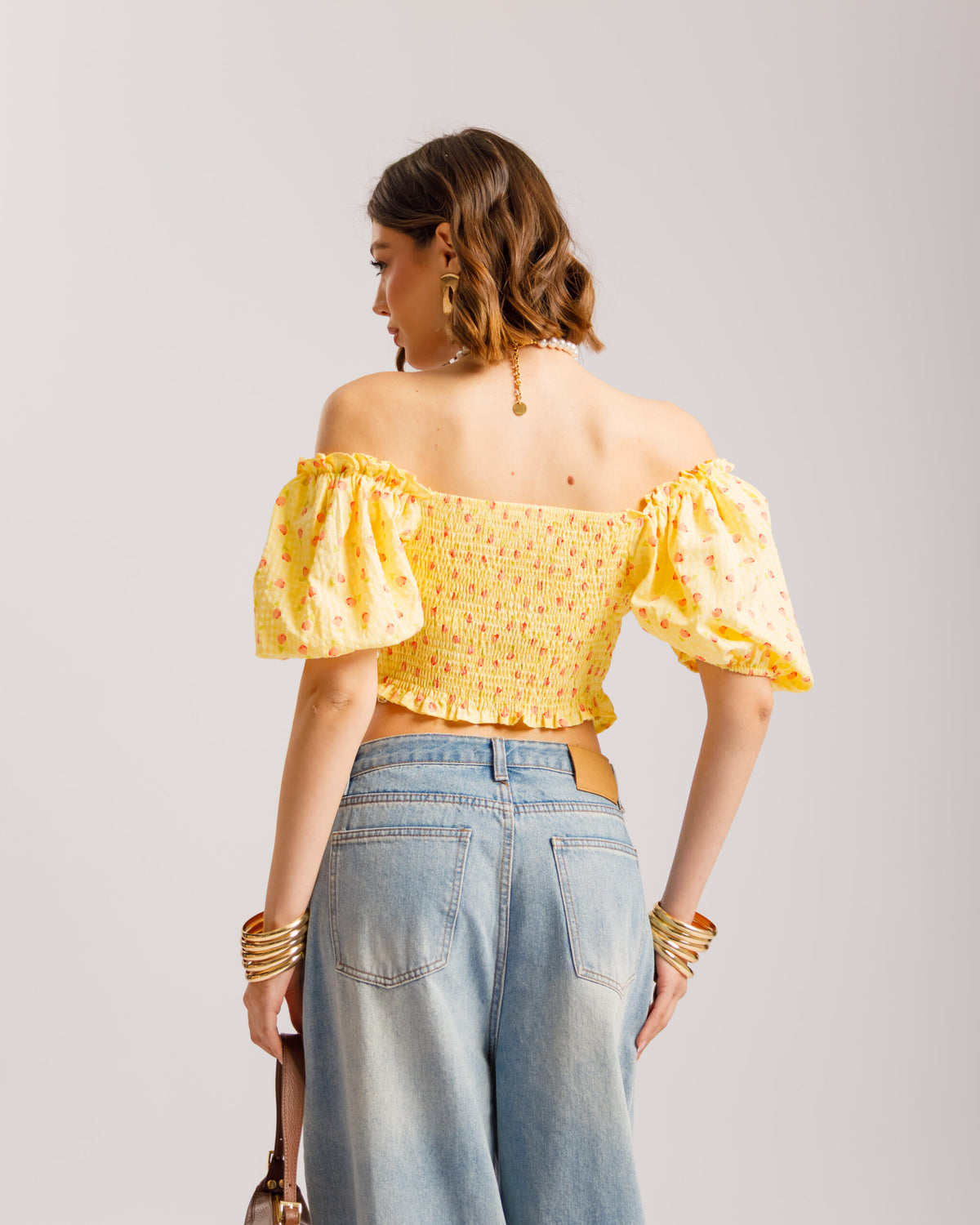 Top in cotone microfiori - H15651
