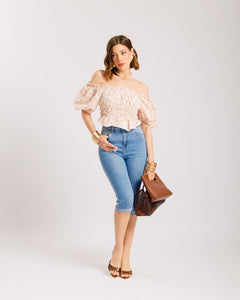 Top in cotone microfiori - H15651