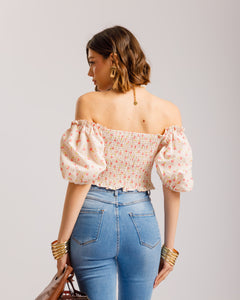 Top in cotone microfiori - H15651