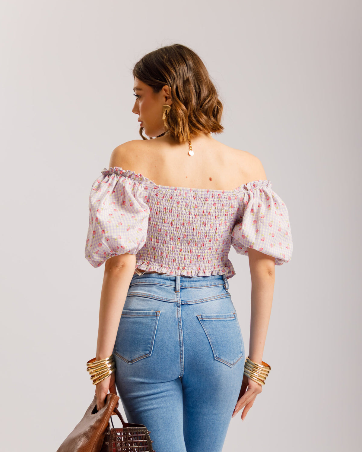 Top in cotone microfiori - H15651