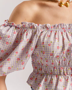 Top in cotone microfiori - H15651