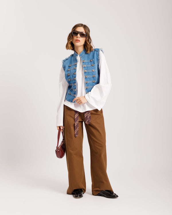 Pantaloni baggy cintura cravatta - 8875