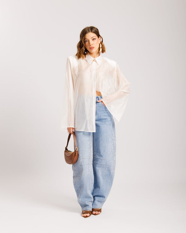 Jeans barrel strass - 8813