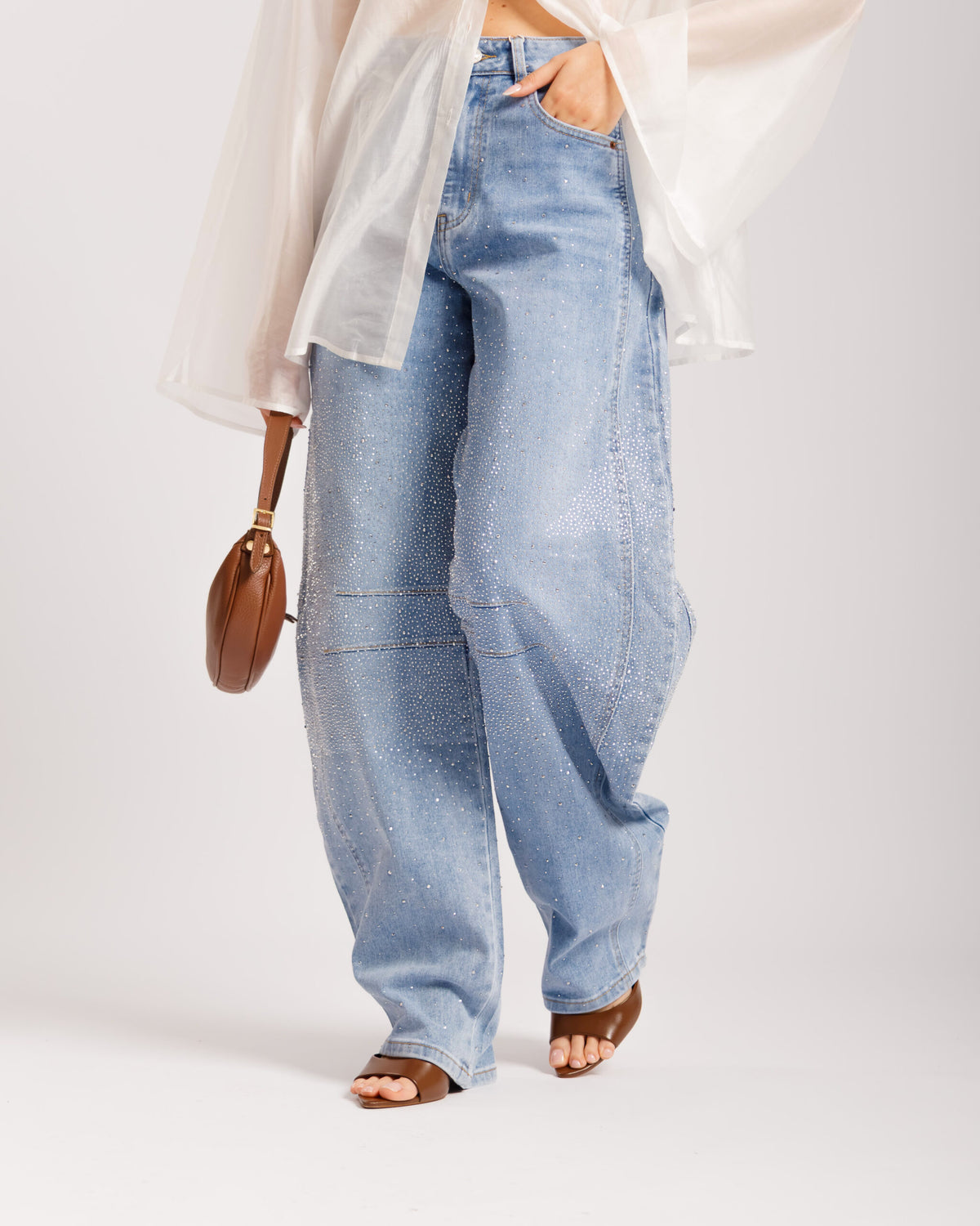 Jeans barrel strass - 8813