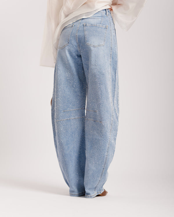 Jeans barrel strass - 8813