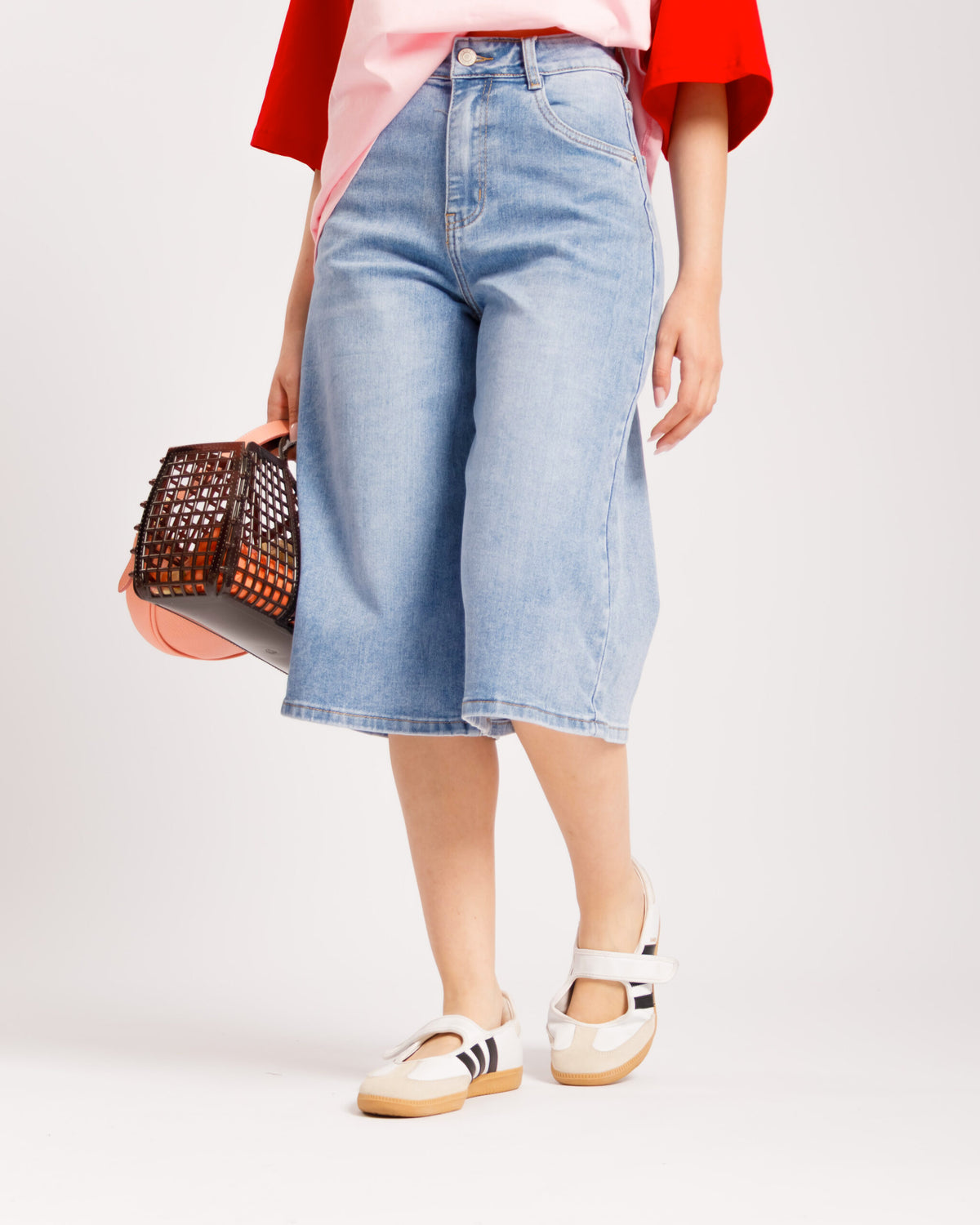 Bermuda baggy blu slavato - 8499