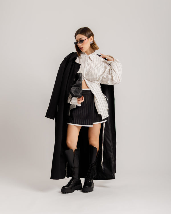 Minigonna gessata con patta -  N13633 slct