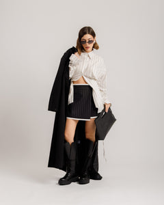 Minigonna gessata con patta -  N13633 slct