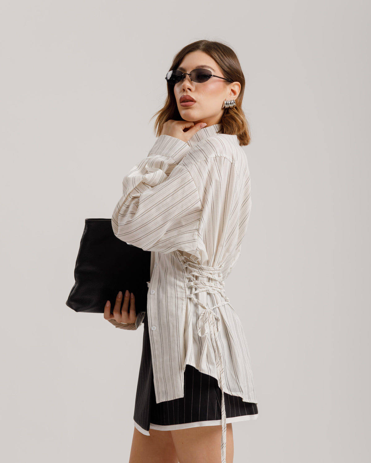Camicia a righe con stringhe - H13586