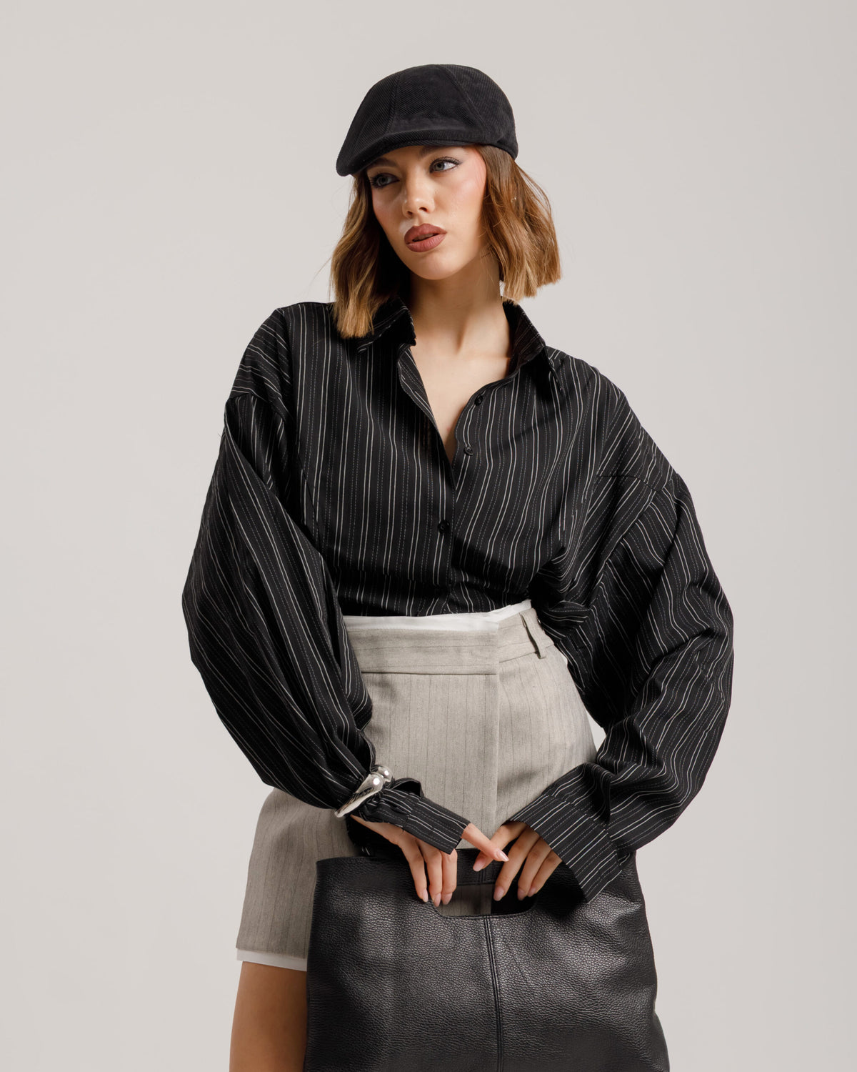 Camicia a righe con stringhe - H13586