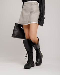 Minigonna gessata con patta -  N13633 slct
