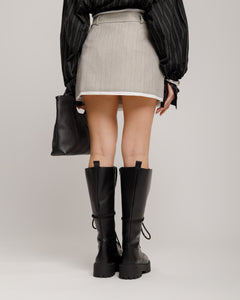 Minigonna gessata con patta -  N13633 slct