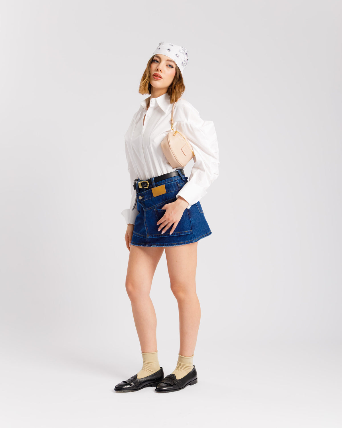 Minigonna shorts vita doppia BLU - J13927