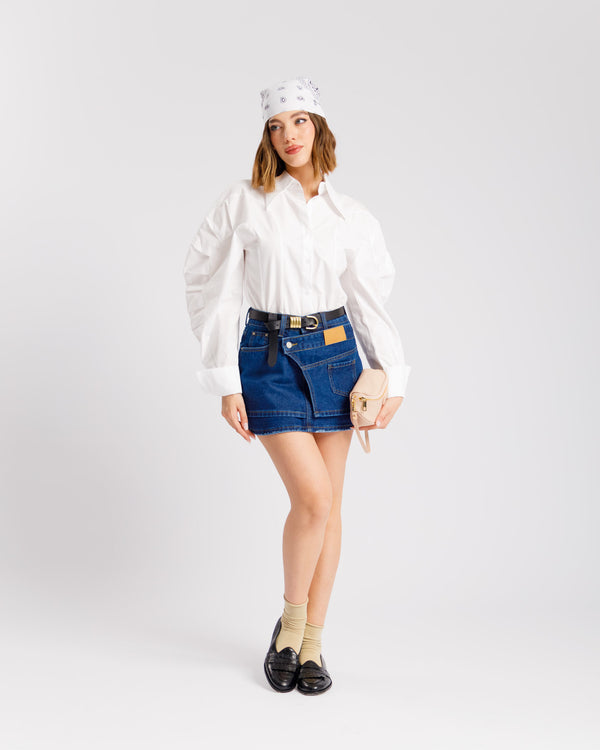 Minigonna shorts vita doppia BLU - J13927