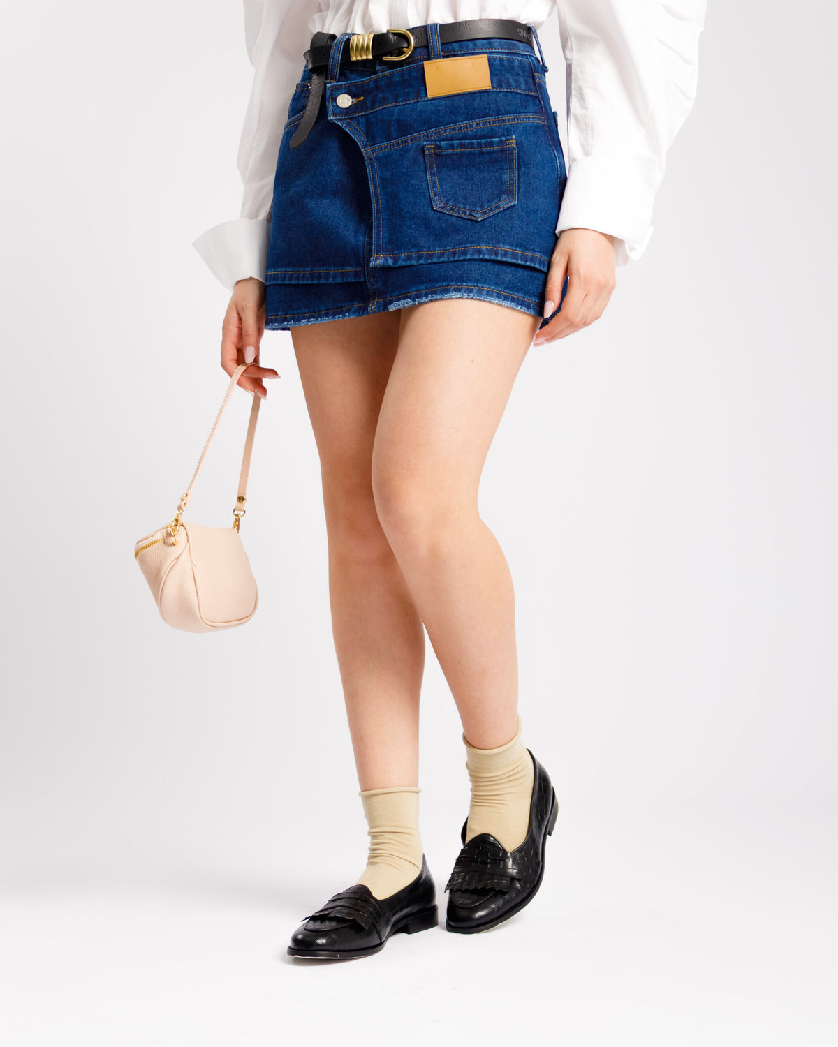 Minigonna shorts vita doppia BLU - J13927