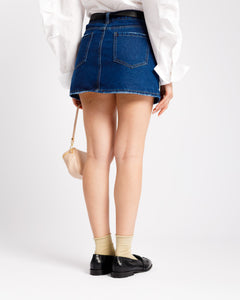 Minigonna shorts vita doppia BLU - J13927