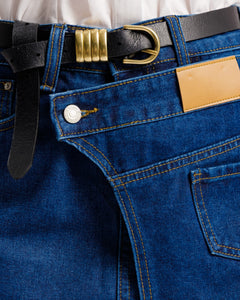 Minigonna shorts vita doppia BLU - J13927