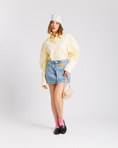 Minigonna shorts vita doppia BLU CHIARO - J13927