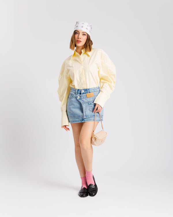 Minigonna shorts vita doppia BLU CHIARO - J13927