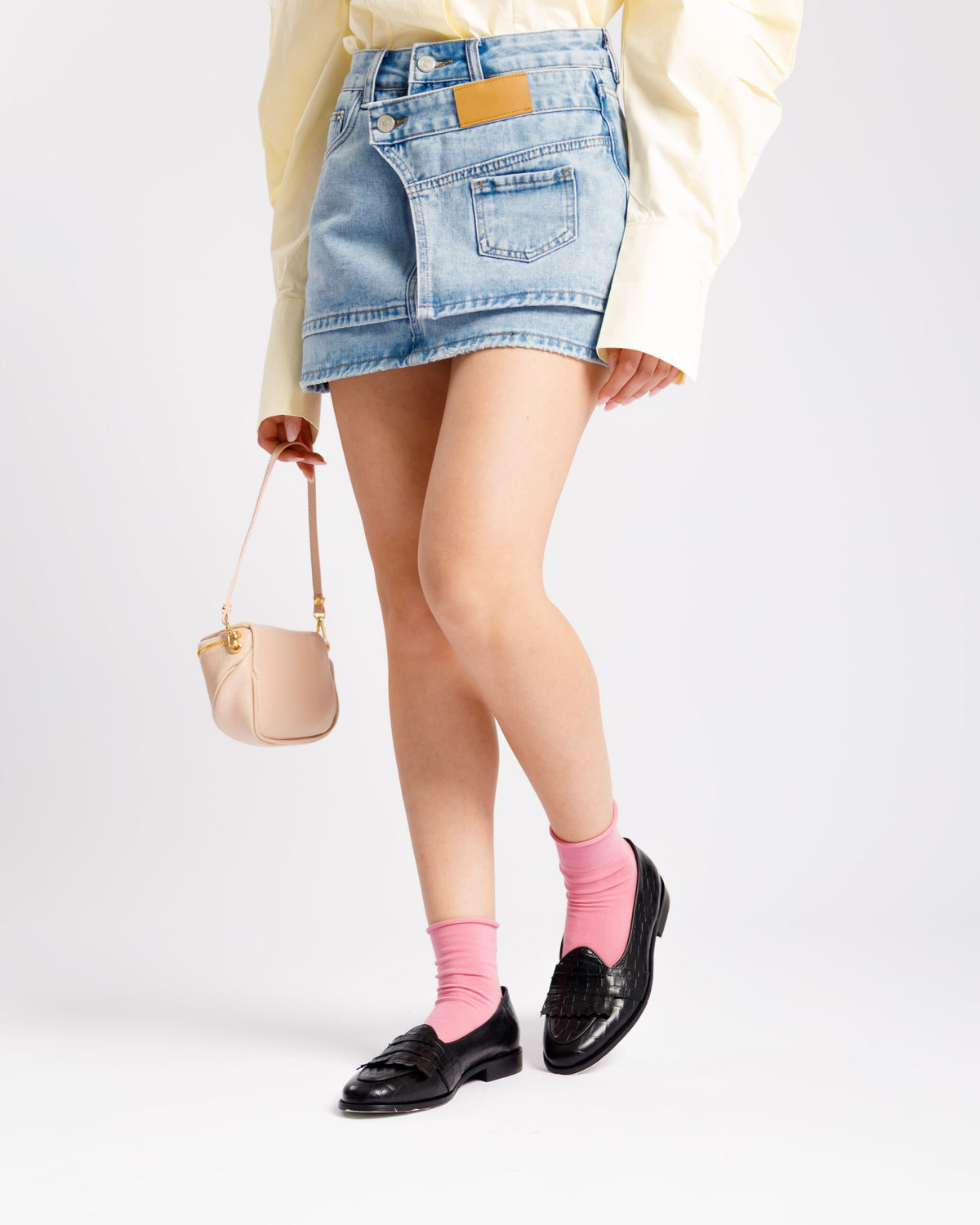 Minigonna shorts vita doppia BLU CHIARO - J13927