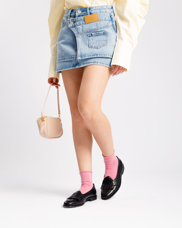 Minigonna shorts vita doppia BLU CHIARO - J13927