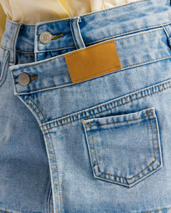 Minigonna shorts vita doppia BLU CHIARO - J13927
