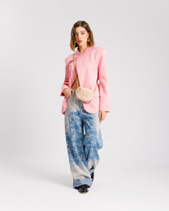 Blazer collo alto gessata ROSA - V15237