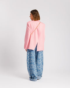 Blazer collo alto gessata ROSA - V15237