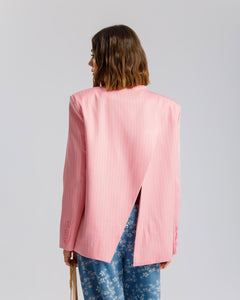 Blazer collo alto gessata ROSA - V15237