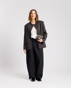 Blazer collo alto gessata NERA - V15237