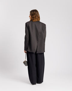 Blazer collo alto gessata NERA - V15237