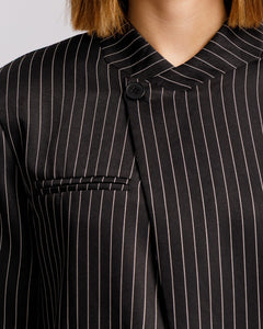 Blazer collo alto gessata NERA - V15237