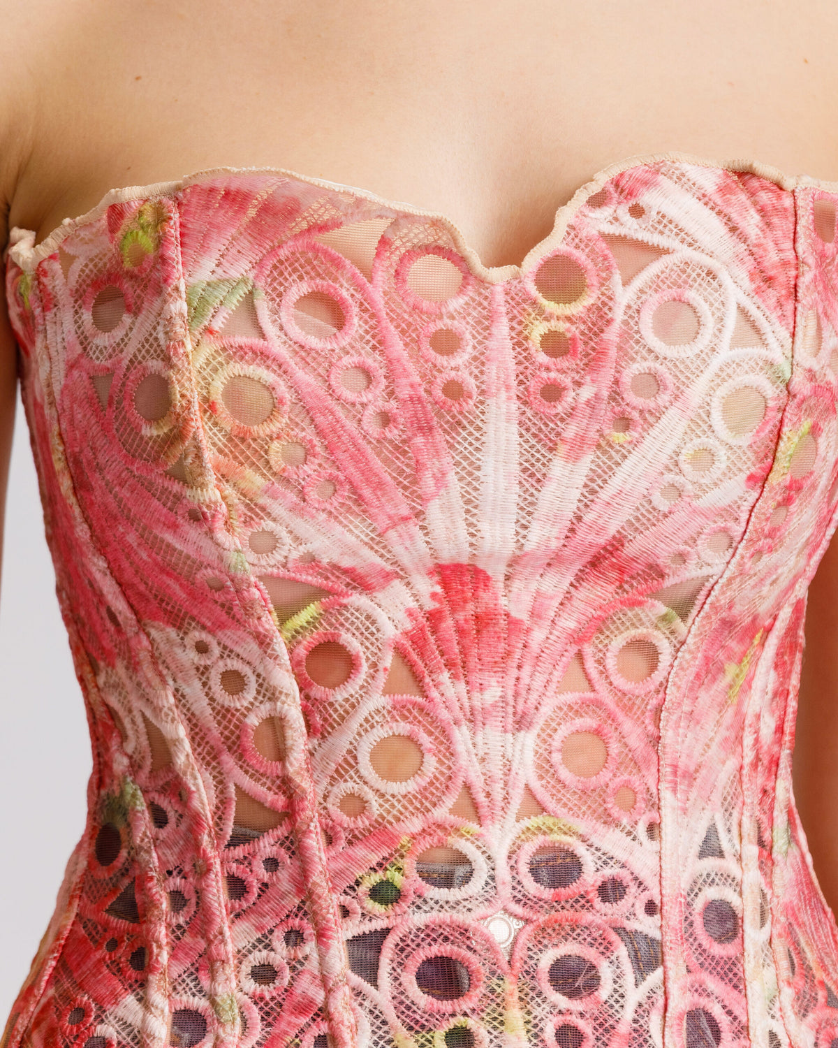 Corsetto in pizzo sfumato ROSA - 11670 slc