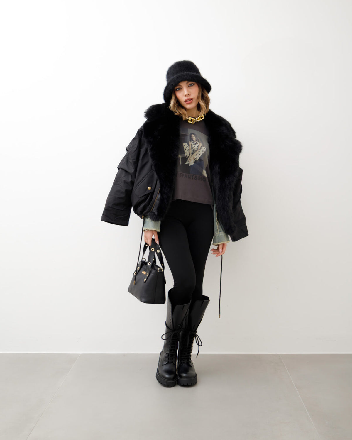 Bomber con eco-fur - D12777