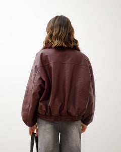 Bomber in finta pelle con eco-fur - D12081