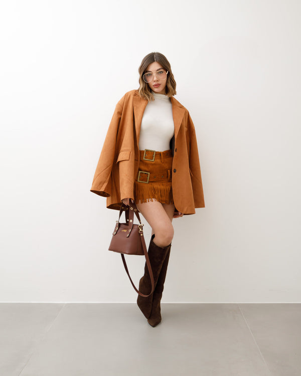 Minigonna in suede doppia cinta - J11975