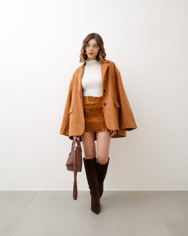 Minigonna in suede doppia cinta - J11975