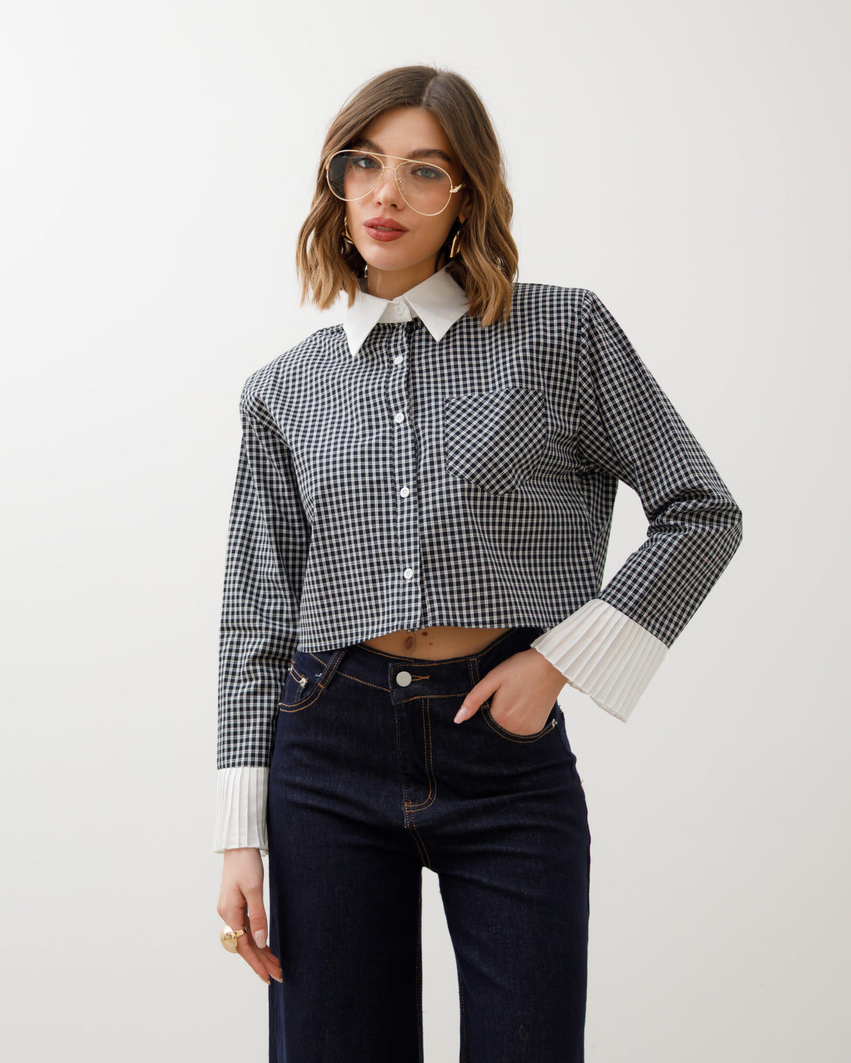 Camicia crop quadretti - 12997