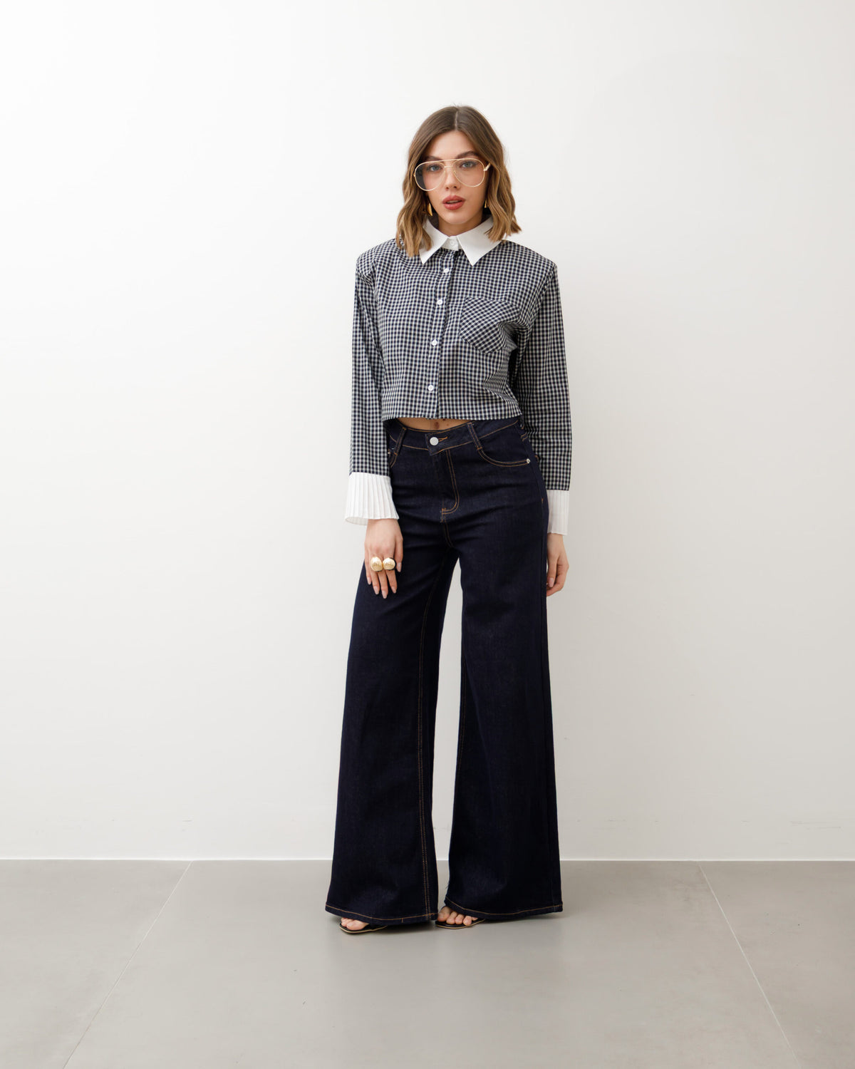 Camicia crop quadretti - 12997
